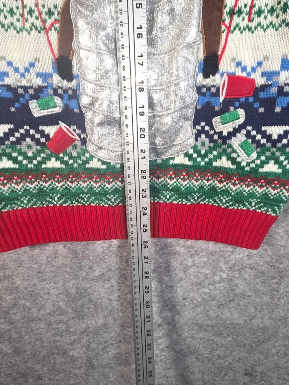 Blizzard Bay Ugly Christmas Sweater L Reindeer Beer Holder Y2K Novelty Holiday